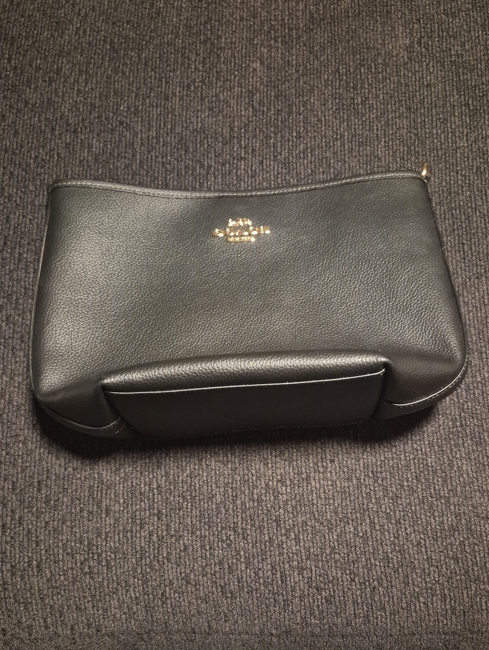 Coach Black Pebbled Leather Travel Dopp Kit with Gold Logo